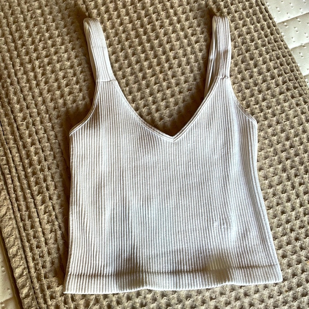 Ribbed stretch crop tank top
